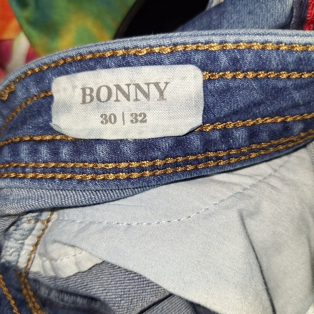 Red and Blue Skinny Jeans with Sporty Stripes